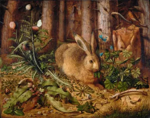 A Hare in the Forest by Hans Hoffmann A Hare in the Forest by Hans Hoffmann Oil Painting