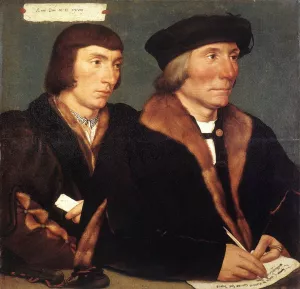 Double Portrait of Sir Thomas Godsalve and His Son John by Hans Holbein - Oil Painting Reproduction
