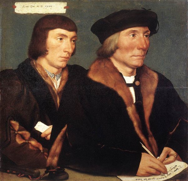Main Product Photo of Double Portrait of Sir Thomas Godsalve and His Son John Painting by Hans Holbein