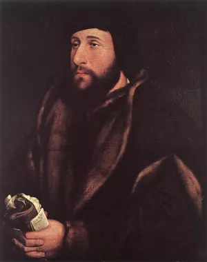 Portrait of a Man Holding Gloves and Letter by Hans Holbein - Oil Painting Reproduction