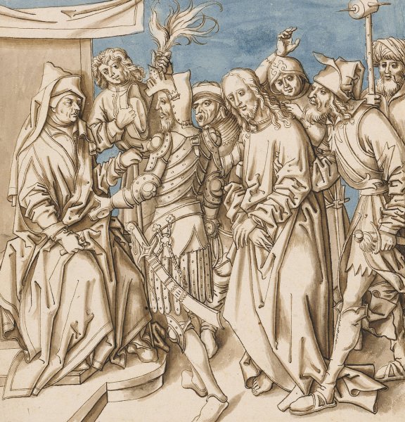 Christ before Caiaphas  by Hans Holbein The Elder - Hand-Painted Oil Painting Reproduction