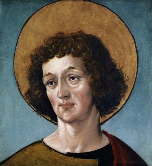 Head Of A Male Saint by Hans Holbein The Elder Oil Painting