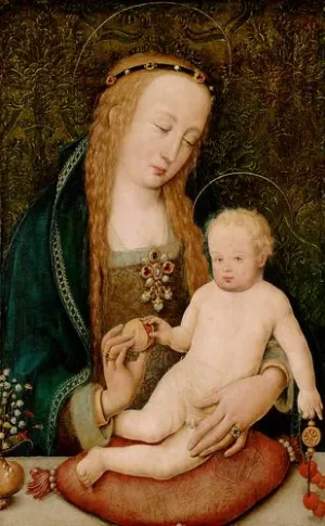 Maria, Dem Kind Einen Granatapfel Reichend by Hans Holbein The Elder - Oil Painting Reproduction