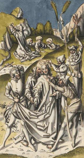 The capture of Christ, in the background Christ on the Mount of Olives  by Hans Holbein The Elder - Hand-Painted Oil Painting Reproduction