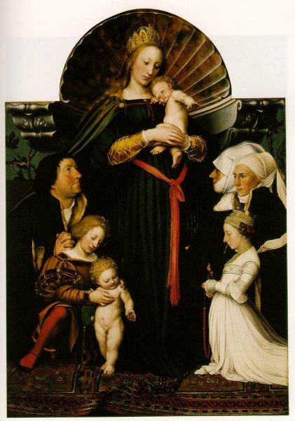The Virgin and Child with the Family of Burgomaster Meyer by Hans Holbein The Elder - Hand-Painted Oil Painting Reproduction