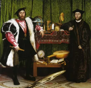 Double Portrait of Jean de Dinteville and Georges de Selve also known as The Ambassadors by Hans Holbein The Younger - Oil Painting Reproduction