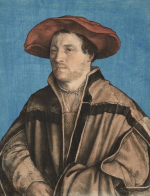 Portrait of a man in a red beret by Hans Holbein The Younger Oil Painting