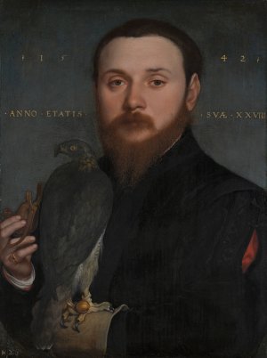 Portrait of a Nobleman with a Hawk by Hans Holbein The Younger Oil Painting