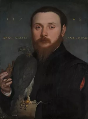 Portrait of a Nobleman with a Hawk by Hans Holbein The Younger Oil Painting