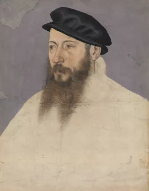 Bildnis eines Mannes mit schwarzem Barett by Hans Hug Kluber Oil Painting