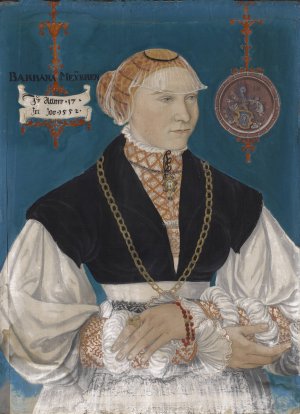 Portrait of Barbara Meyer zum Pfeil, Wife of Hans Rispach by Hans Hug Kluber Oil Painting