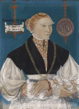 Portrait of Barbara Meyer zum Pfeil, Wife of Hans Rispach by Hans Hug Kluber Oil Painting