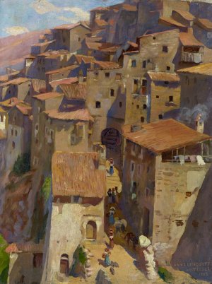 Anticoli by Hans (Johann) Ludwig Lendorff Oil Painting