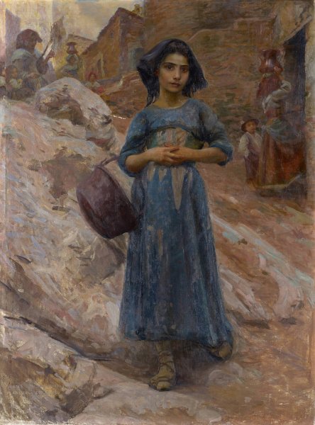 The Water Carrier  by Hans (Johann) Ludwig Lendorff - Hand-Painted Oil Painting Reproduction