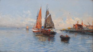 Fischerboote II by Hans Johann Wagner Oil Painting