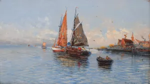 Fischerboote II Oil painting by Hans Johann Wagner