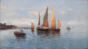 Fischerboote by Hans Johann Wagner Oil Painting