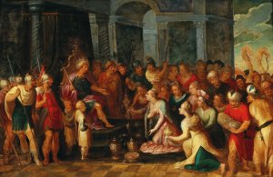 Solomon and the Queen of Sheba by Hans Jordaens The Elder Oil Painting