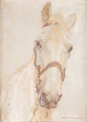 White horse by Hans Kohlschein Oil Painting