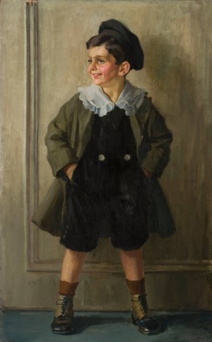 Portrait of a boy by Hans Larwin Oil Painting