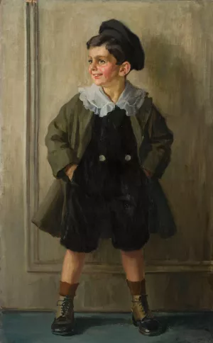 Portrait of a boy by Hans Larwin Oil Painting