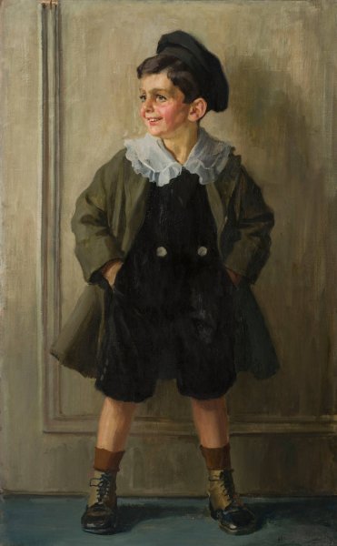 Portrait of a boy  by Hans Larwin - Hand-Painted Oil Painting Reproduction