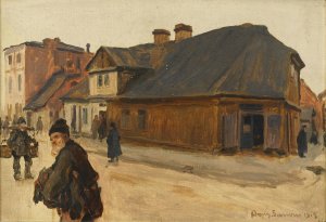 Strasse in Tomaszow by Hans Larwin Oil Painting