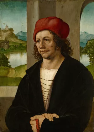 Portrait of a Man with Red Cap by Hans Leonhard Schaufelein Oil Painting