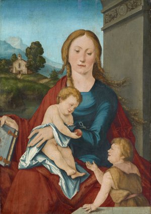 Virgin with Child and the Infant Saint John the Baptist by Hans Leonhard Schaufelein Oil Painting