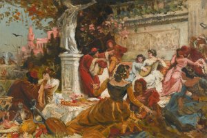 Banquet In A Park by Hans Makart Oil Painting