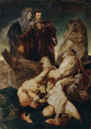 Dante and Virgil in the inferno by Hans Makart Oil Painting