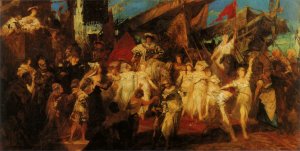 Der Einzug Karls V. in Antwerpen Entwurf by Hans Makart Oil Painting
