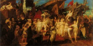 Der Einzug Karls V. in Antwerpen Entwurf painting by Hans Makart