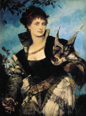 Die Falknerin by Hans Makart Oil Painting