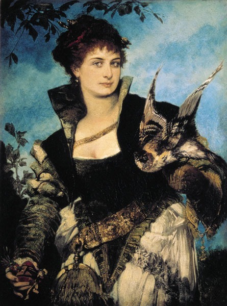 Main Product Photo of Die Falknerin Painting by Hans Makart