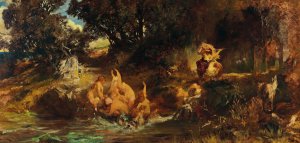 Die Nixen And Der Tiger by Hans Makart Oil Painting