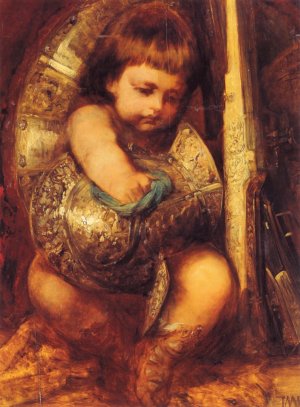 Ein Putto Reinigt die Waffen des Mars by Hans Makart Oil Painting