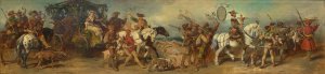 Entwurf zum Festzug 1879 - Jagdgruppe mit Beutewagen by Hans Makart Oil Painting