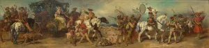 Entwurf zum Festzug 1879 - Jagdgruppe mit Beutewagen by Hans Makart Oil Painting