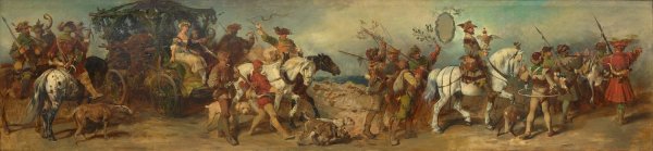 Main Product Photo of Entwurf zum Festzug 1879 - Jagdgruppe mit Beutewagen  Painting by Hans Makart
