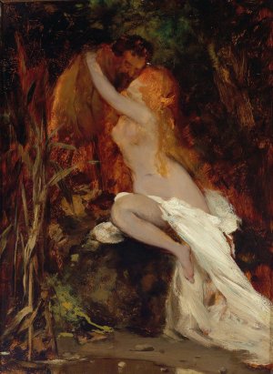 Faun And Nymph by Hans Makart Oil Painting