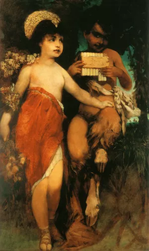 Faun und Nymph Pan und Flora by Hans Makart - Oil Painting Reproduction