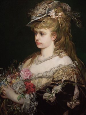 Flora. Portrait Of A Girl In A Hat by Hans Makart Oil Painting