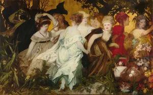Modern Amoretti by Hans Makart Oil Painting