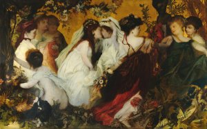 Modern Amoretti by Hans Makart Oil Painting
