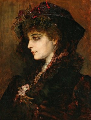 Portrait of a Young Lady in Profile by Hans Makart Oil Painting
