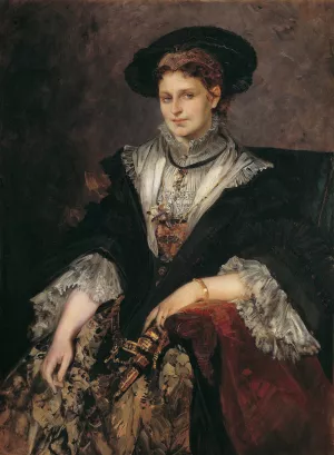 Portrait Of Bertha Von Piloty Oil painting by Hans Makart