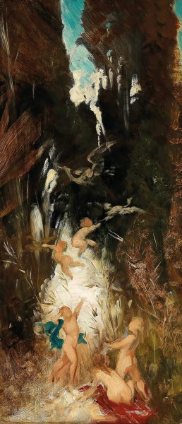 Putti Near A Forest Brook by Hans Makart Oil Painting