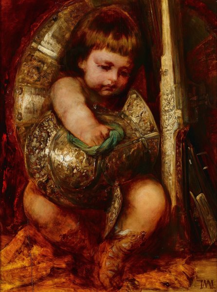 Main Product Photo of Putto, Cleaning The Arms Of Mars  Painting by Hans Makart
