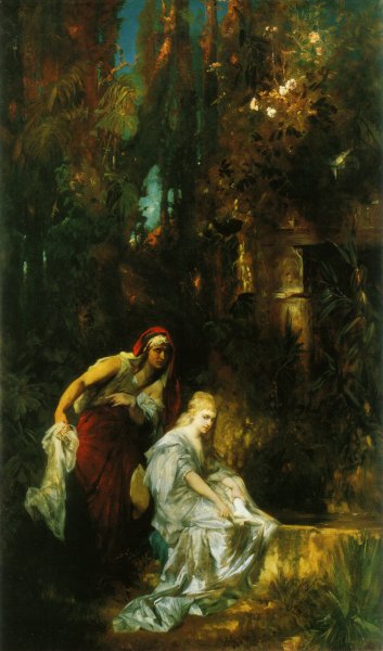Schneewittchen erhaelt den Giftkamm by Hans Makart - Hand-Painted Oil Painting Reproduction